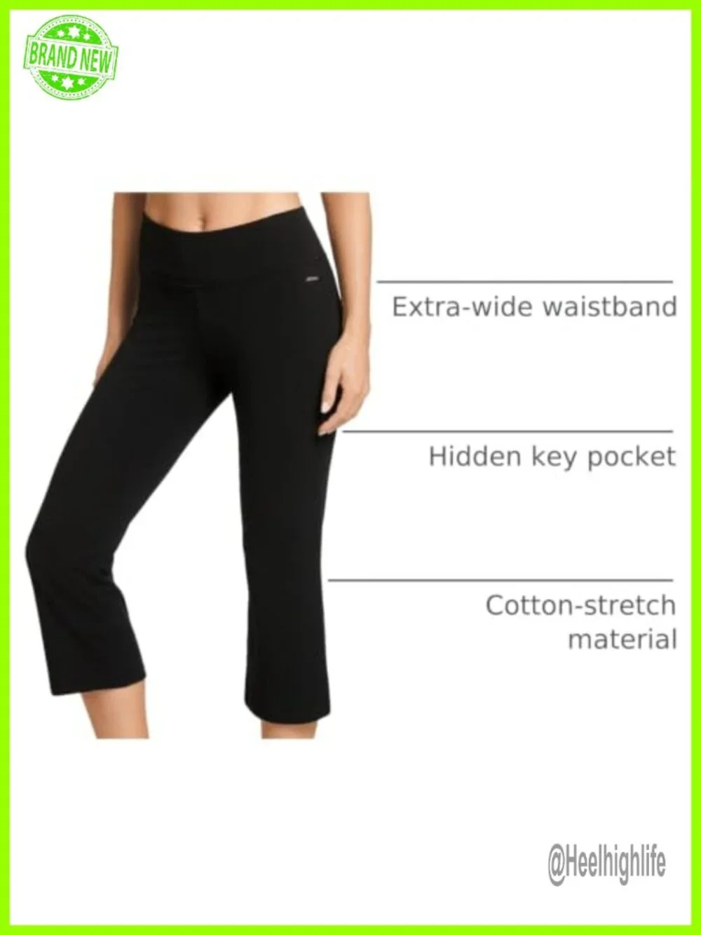 Cotton Stretch Slim Flare Capri Leggings with Hidden Pocket
